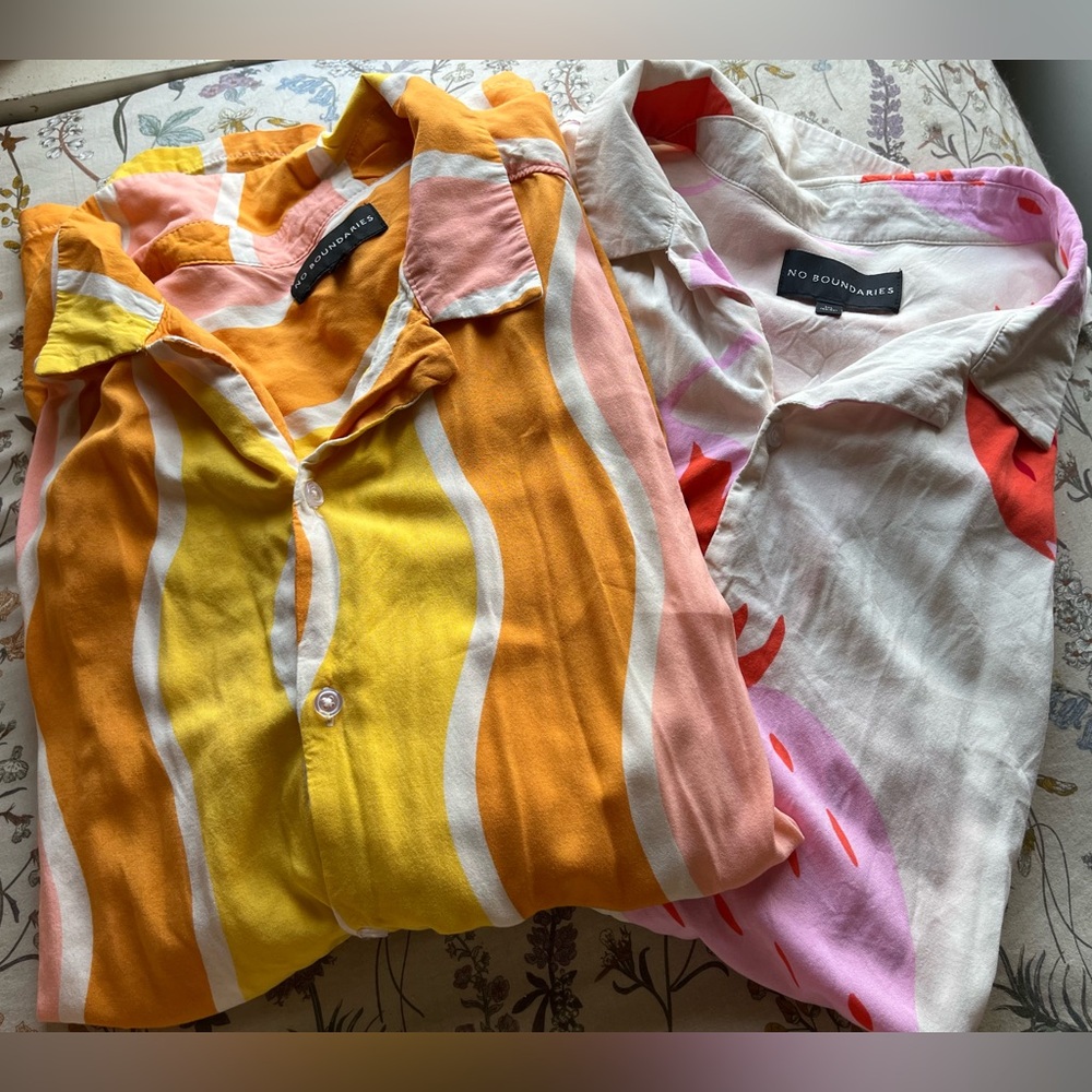 No Boundaries Men’s 2-Pack Soft Lightweight Short Sleeve Button Up Shirts 3XL